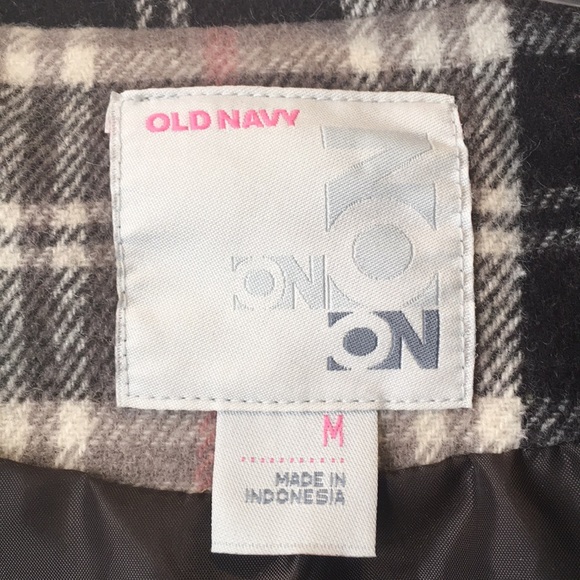 Old Navy Girl’s brown plaid wool coat - Picture 5 of 6